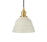 Clay White Lincoln Painted Dome Pendant Light With Polished Brass Lamp Holder And Black Twisted Cable - Se Home