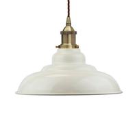 Clay White St Edmund's Painted Dome Pendant Light With Antique Brass Lamp Holder And Brown Twisted Cable - Se Home