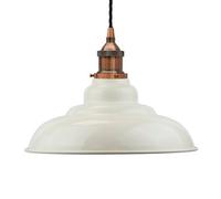 Clay White St Edmund's Painted Dome Pendant Light With Antique Copper Lamp Holder And Black Twisted Cable - Se Home