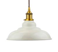 Clay White St Edmund's Painted Dome Pendant Light With Antique Gold Lamp Holder And Brown Twisted Cable - Se Home