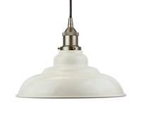 Clay White St Edmund's Painted Dome Pendant Light With Brushed Chrome Lamp Holder And Black Round Cable - Se Home
