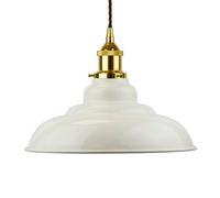 Clay White St Edmund's Painted Dome Pendant Light With Gold Lamp Holder And Brown Twisted Cable - Se Home