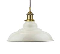 Clay White St Edmund's Painted Dome Pendant Light With Matt Antique Brass Lamp Holder And Black Round Cable - Se Home