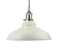 Clay White St Edmund's Painted Dome Pendant Light With Nickel Lamp Holder And Grey Twisted Cable - Se Home