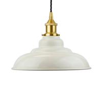 Clay White St Edmund's Painted Dome Pendant Light With Polished Brass Lamp Holder And Black Twisted Cable - Se Home