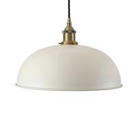 Clay White Worcester Painted Dome Pendant Light With Antique Brass Lamp Holder And Black Twisted Cable - Se Home