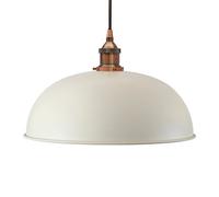 Clay White Worcester Painted Dome Pendant Light With Antique Copper Lamp Holder And Black Round Cable - Se Home