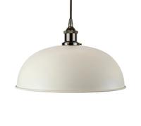Clay White Worcester Painted Dome Pendant Light With Black Nickel Lamp Holder And Black Round Cable - Se Home
