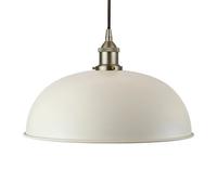 Clay White Worcester Painted Dome Pendant Light With Brushed Chrome Lamp Holder And Black Round Cable - Se Home