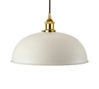 Clay White Worcester Painted Dome Pendant Light With Gold Lamp Holder And Black Round Cable - Se Home