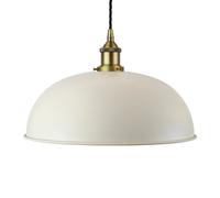 Clay White Worcester Painted Dome Pendant Light With Matt Antique Brass Lamp Holder And Black Twisted Cable - Se Home