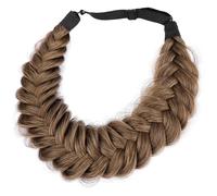 (Claybank) DIGUAN Messy Wide 2 Strands Synthetic Hair Braided Headband Classic Chunky Plaited Braids Elastic Stretch Hairpiece Women Girl Beauty Boho Accessory, 62g 60ml (Claybank)