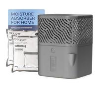 Clayr HumiDrop 1000ml Refillable Dehumidifier with 2 x 480g Refills - Non-Electric Moisture Absorbers for Bathroom, Home, Caravan - Prevents Damp, Mould, Musty Smell, Condensation - Grey