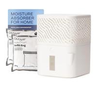 Clayr HumiDrop 1000ml Refillable Dehumidifier with 2 x 480g Refills - Non-Electric Moisture Absorbers for Bathroom, Home, Caravan - Prevents Damp, Mould, Musty Smell, Condensation - Off White