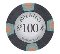 Claysmith Gaming Milano Poker Chip Lightweight 10-gram Casino Clay - Pack of 50 ($100 Black)