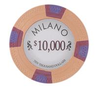 Claysmith Gaming Milano Poker Chip Lightweight 10-gram Casino Clay - Pack of 50 ($10000 Orange)