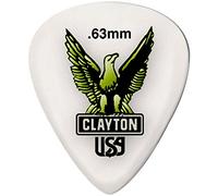 Clayton S63/12 Acetal Polymer Plectrum Packing 12pcs, 0.63mm -Adler, White