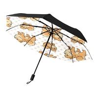 CLAYU Automatic Folding Umbrella,Cute Pomeranian Puppy Dog Waterproof Compact Sun & Rain Travel Umbrellas