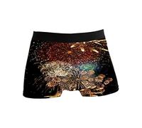 CLAYU Boxer Briefs Underwear Soft Underpants Stretch Breathable Fireworks New Years Eve