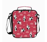 CLAYU Insulated Lunch Bag for Women Men Cute Cow Reusable Lunch Box for Work School