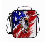 CLAYU Insulated Lunch Bag for Women Men USA Flag Eagle Reusable Lunch Box for Work School