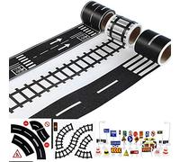 ClAZTyict Play Road Tape for Toy Cars and Trains 3 Rolls 4.8cmx5m Straight Curve Track Traffic Signs - Kids Gifts