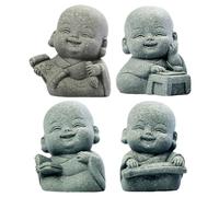 CLBDRESS 4Pcs Little Monk Figurine Lovely Buddha Doll Cute Buddha Monk