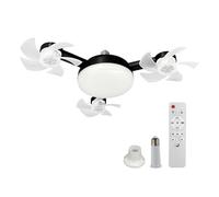 CLBDRESS E27 Dimmable LED Socket Drone Fan Light with RC & Extension Rod Screw in Ceiling Fan Lamp 3-Speed Silent Electric Cool Blower for Dining Room Living Room