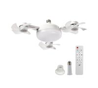 CLBDRESS E27 Dimmable LED Socket Drone Fan Light with RC & Extension Rod Screw in Ceiling Fan Lamp 3-Speed Silent Electric Cool Blower for Dining Room Living Room