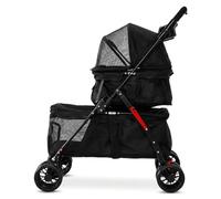 CLBDRESS Kittens Puppies Travel Strolling Cart for Small Cats and Dogs Foldable Puppy Kitty Stroller with Safety Belts Cup Holder & Lockable Wheels for Daily Walks & Outdoor Use