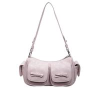 CLBDRESS PU Leather Women Casual Shoulder Bag Vintage Tote Waxed Skin | Solid Color Retro Simple Shoulder Bags with Vintage Korean-Style Design for Trendy Daily and Travel Use