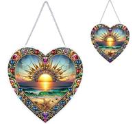 CLBDRESS PVC Glass Special Shaped Retro Pattern Hanging Suncatcher Diamond