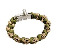CLBDRESS Skull Punk Bracelet U-Shackle Closure Skulls Survival Paracord Bracelets Skeletons Adjustable Braided Handstring for Outdoor Hiking Travelling Camping
