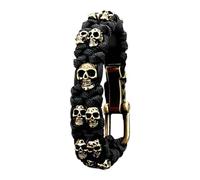 CLBDRESS Skull Punk Bracelet U-Shackle Closure Skulls Survival Paracord Bracelets Skeletons Adjustable Braided Handstring for Outdoor Hiking Travelling Camping