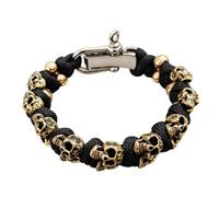 CLBDRESS Skull Punk Bracelet U-Shackle Closure Skulls Survival Paracord Bracelets Skeletons Adjustable Braided Handstring for Outdoor Hiking Travelling Camping