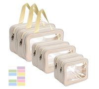 clbutge 6PCS Diaper Bag Organizer Pouches Set, Waterproof Clear TPU Makeup Bag Set with Handles, 2 Large 2 Medium 2 Small Double Zippe Toiletry Travel Cube Bags Essentials for Women