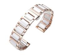 CLCLGOKKOH Men's And Women's Ceramic Watch Straps With Quick-change, Adjustable Length And Stainless Steel Folding Buckle (12mm-22mm)(E,15mm)