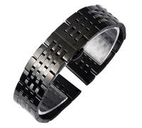 CLCLGOKKOH Stainless Steel Metal Watch Band With Curved Ends Unisex Replacement Watch Strap(Black,20mm)