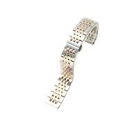 CLCLGOKKOH Stainless Steel Watch Band Metal Folding Buckle Strap Men Women Universal Bracelet Accessories(Silver Rose Gold,24mm)
