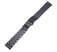 CLCLGOKKOH Stainless Steel Watch Strap Adjustable Metal Link Band Folding Clasp Design Universal(Black,24mm)