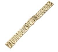 CLCLGOKKOH Stainless Steel Watch Strap Adjustable Metal Link Band Folding Clasp Design Universal(Gold,16mm)