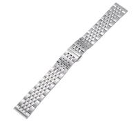 CLCLGOKKOH Stainless Steel Watch Strap Adjustable Metal Link Band Folding Clasp Design Universal(Silver,15mm)