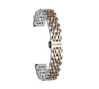 CLCLGOKKOH Stainless Steel Watch Strap Universal Watch Band Metal Folding Clasp Watch Accessories(Silver Rose Gold,20mm)