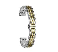 CLCLGOKKOH Stainless Steel Watch Strap Universal Watch Band Metal Folding Clasp Watch Accessories(Silver Gold,18mm)