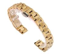 CLCLGOKKOH Universal Stainless Steel Watch Band With Folding Clasp Easy To Fit Stylish Strap(Gold,10mm)