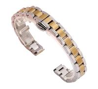 CLCLGOKKOH Universal Stainless Steel Watch Band With Folding Clasp Easy To Fit Stylish Strap(Silver gold,20mm)