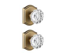 CLCTK 2 Pack Crystal Glass Dummy Door Knobs, Non-Turning Single Side Dummy Door Knob for Interior Doors in Antique Brass