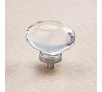 CLCTK 4 Pack Crystal Glass Dresser Drawer Cabinet Knobs, Brushed Nickel Drawer Knobs and Pulls Kitchen Knobs for Dresser Drawers(Egg, Oval)