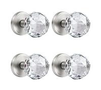CLCTK 4 Pack Glass Dummy Door Knobs, Non-Turning Door Knob Set, Brushed Nickel