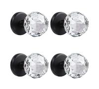 CLCTK 4 Pack Glass Dummy Door Knobs, Non-Turning Door Knob Set, Matte Black